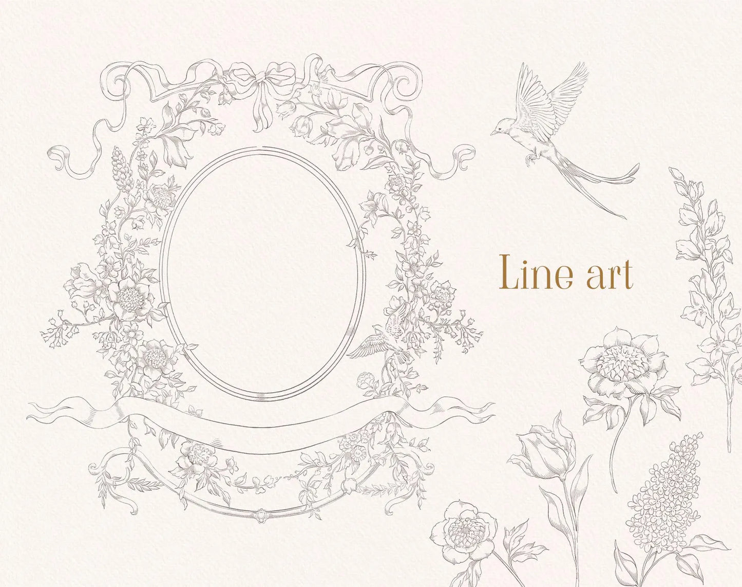 ingle-colour line-art version of Belle Wood illustrations