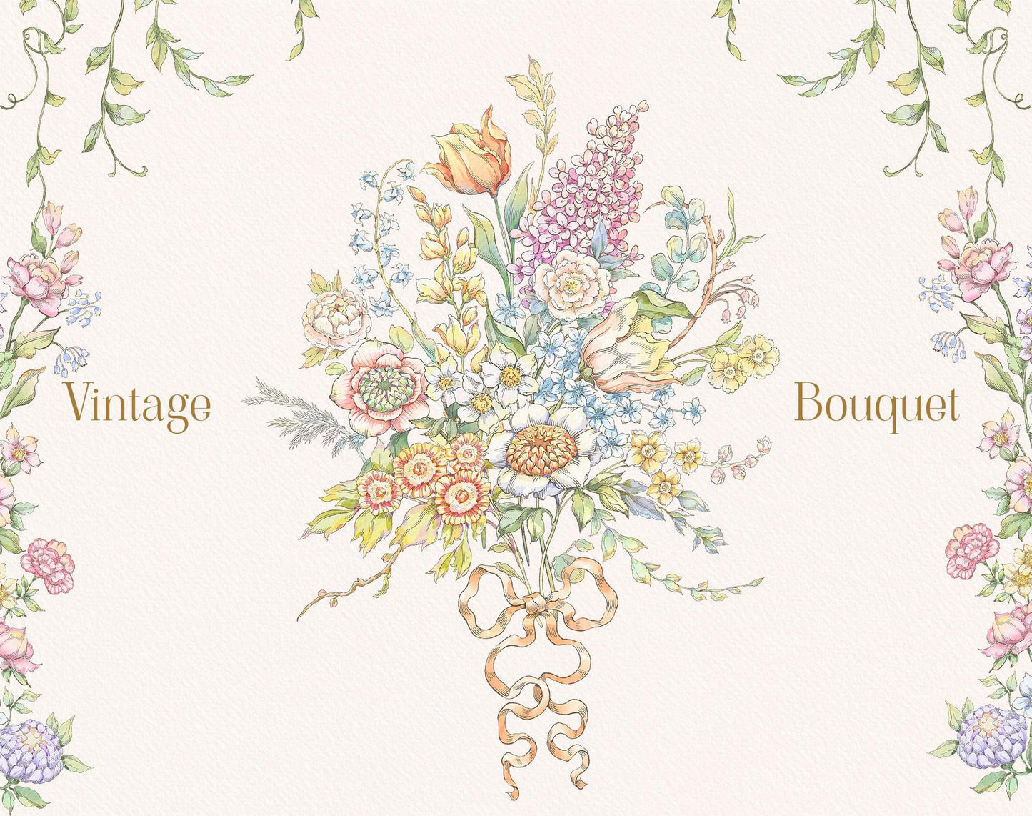 Hand-tied wildflower bouquet illustration from Belle Wood Collection