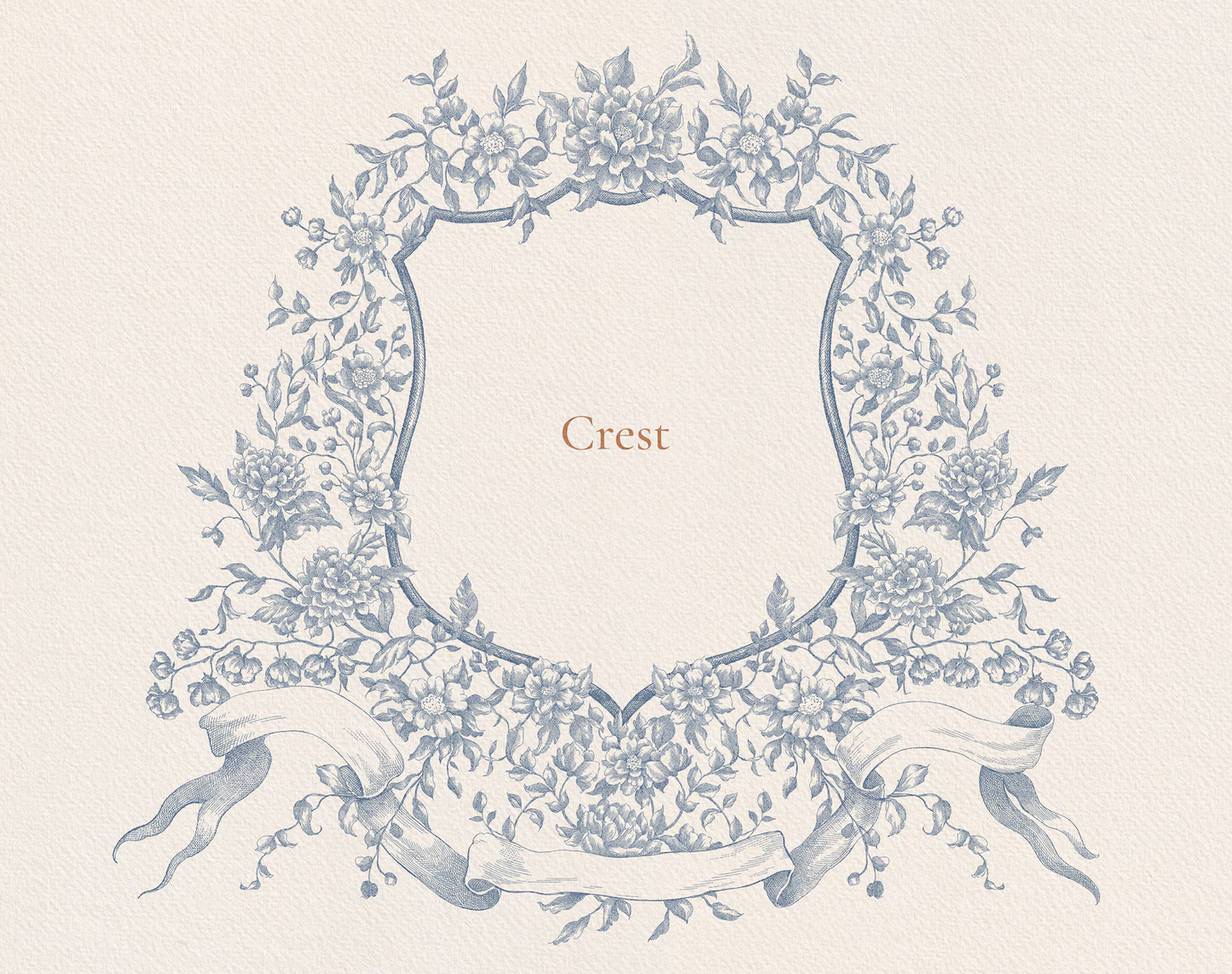 Floral crest illustration — Floral Aesthetics Blue
