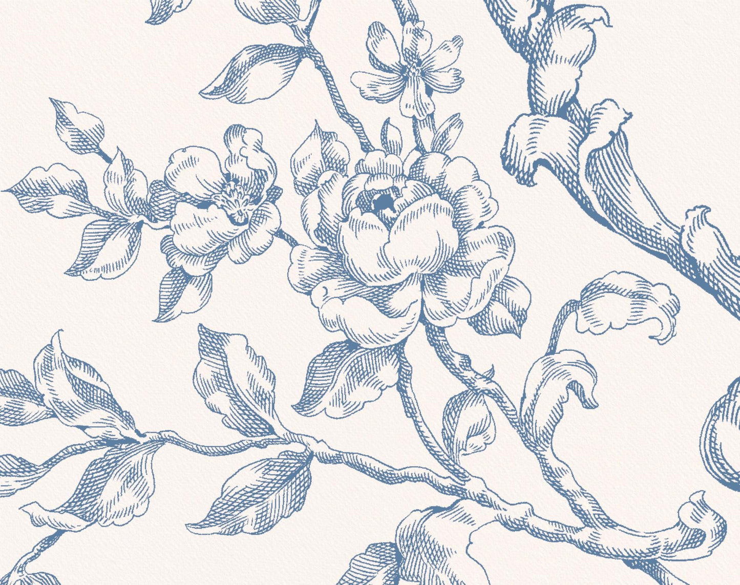 Rose and leaf sprig detail from Floral Crest Blue