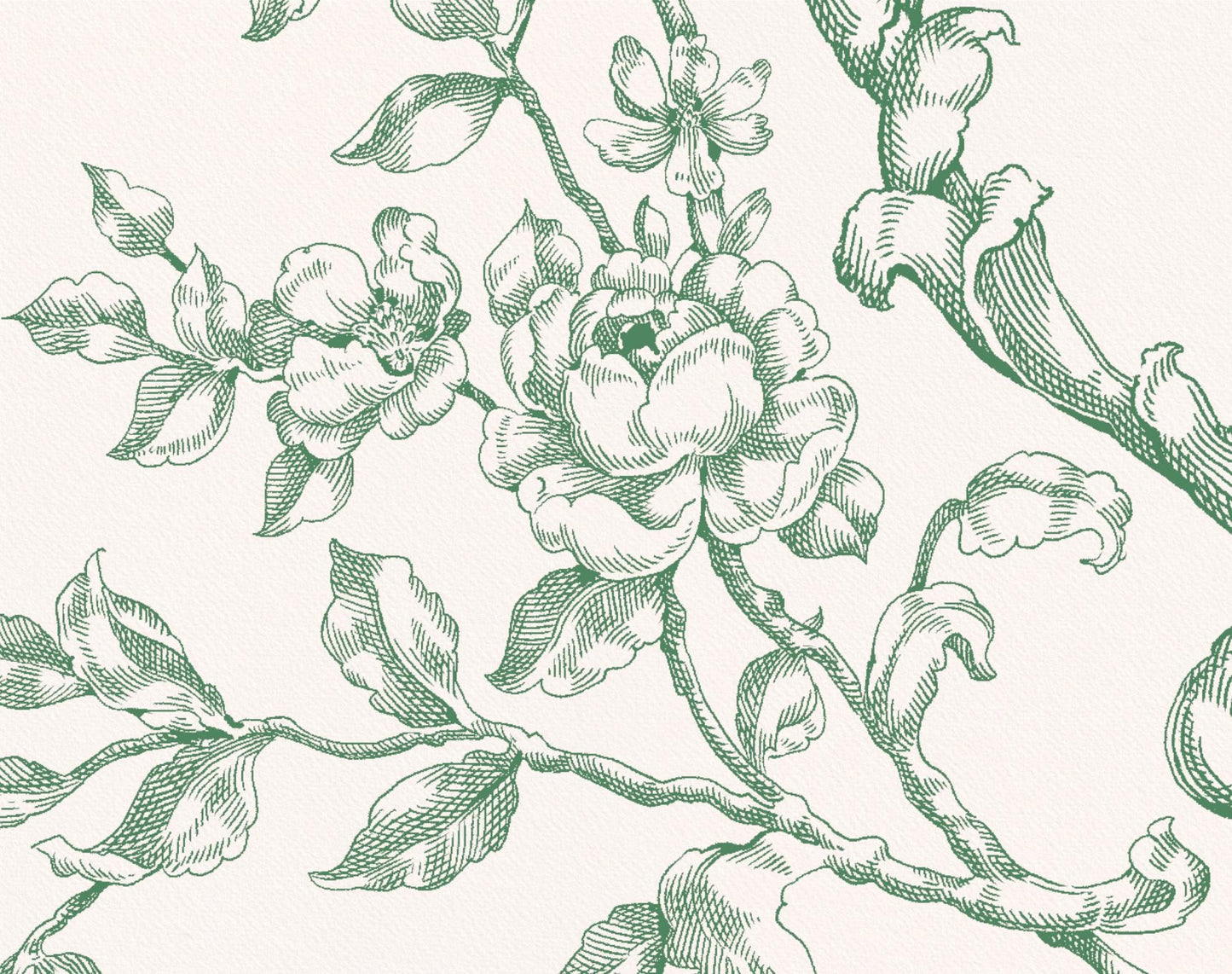 Branch and rose sprig detail from Floral Crest Green