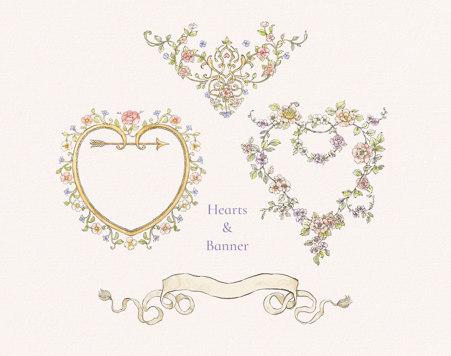 Heart-shaped floral frames sample — Floral Grace