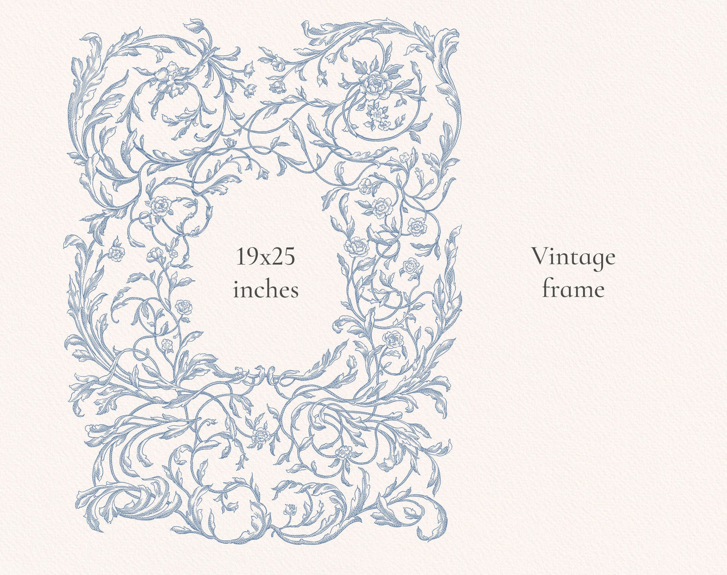 19×25 inch vintage floral frame — Floria Blue