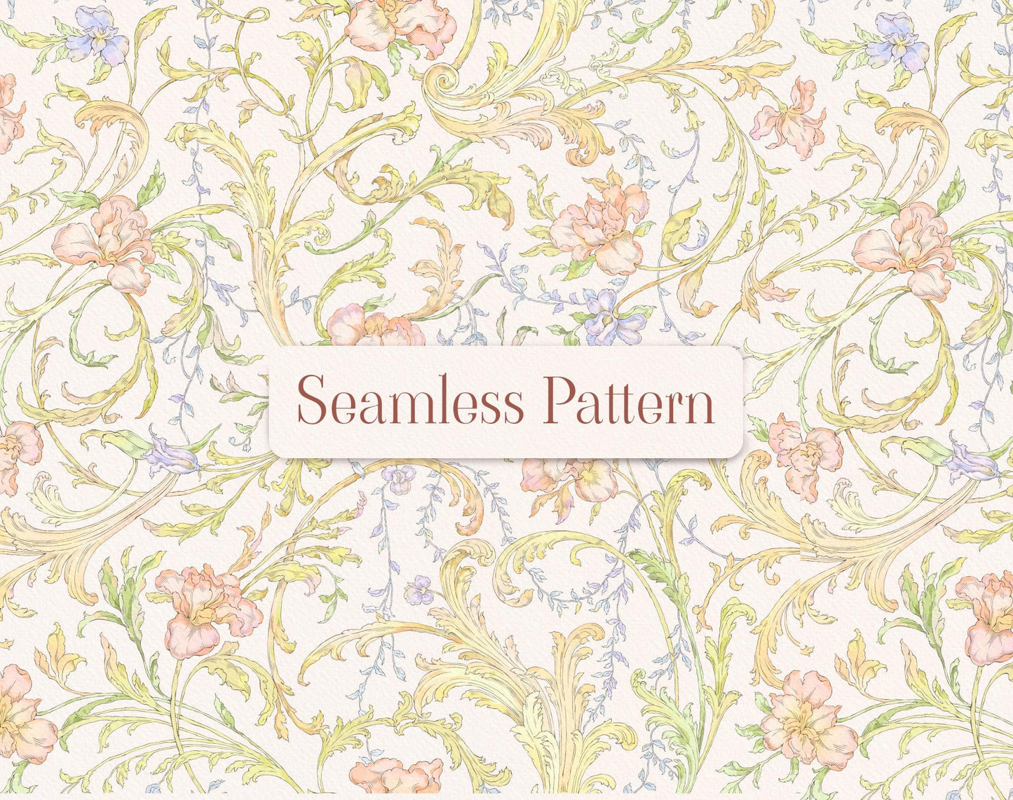 All-over seamless iris pattern repeat — tile preview