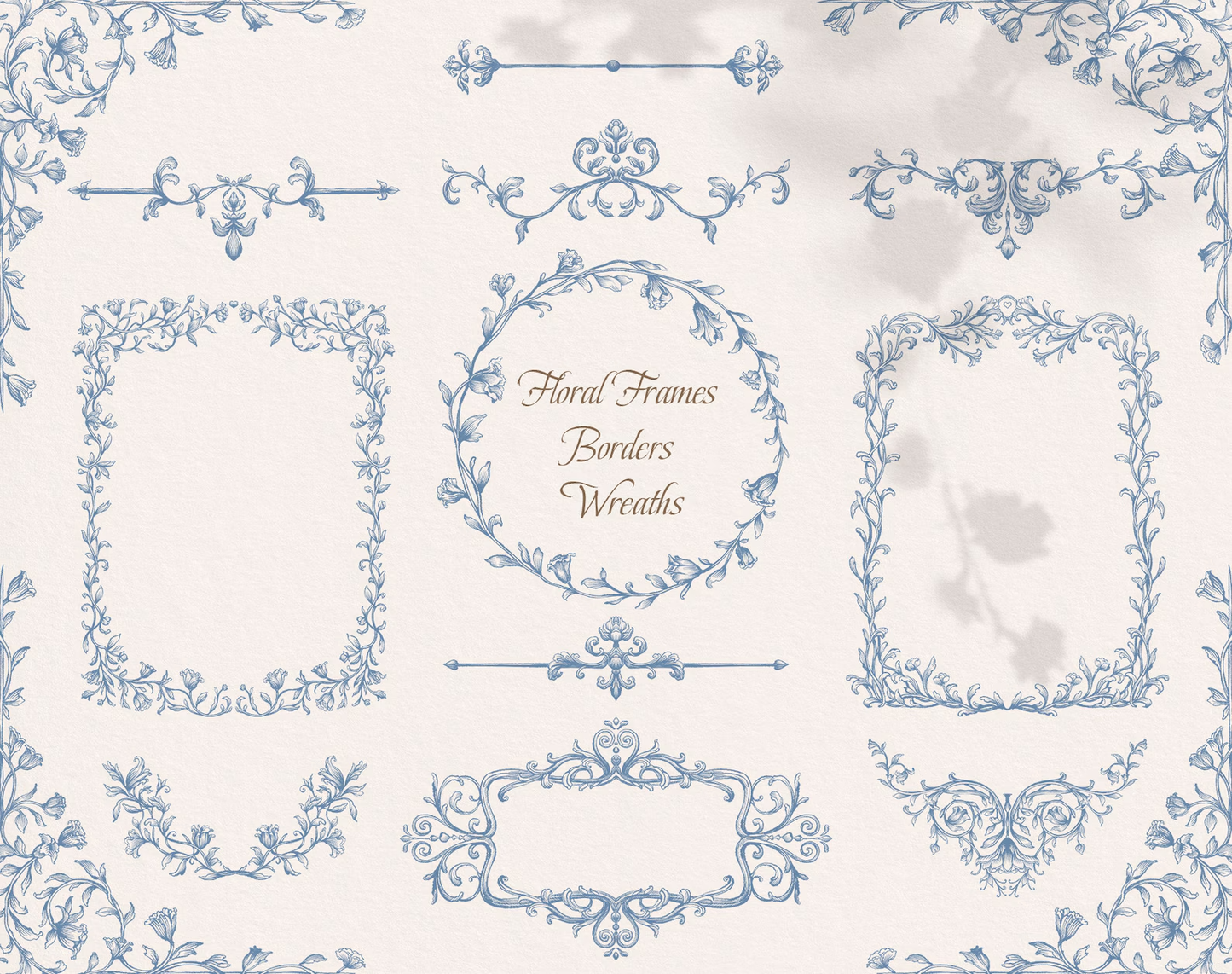 Oval, round and rectangular frame samples — Lovely Garden Blue ‘Frame Set’ sheet
