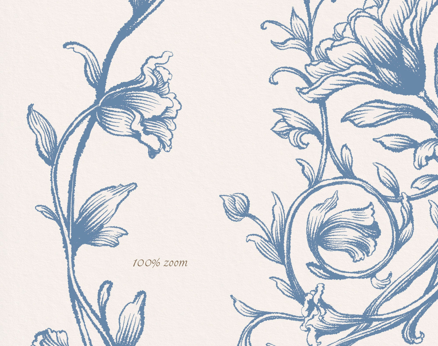 Close-up of leafy vine border from Lovely Garden Blue artwork