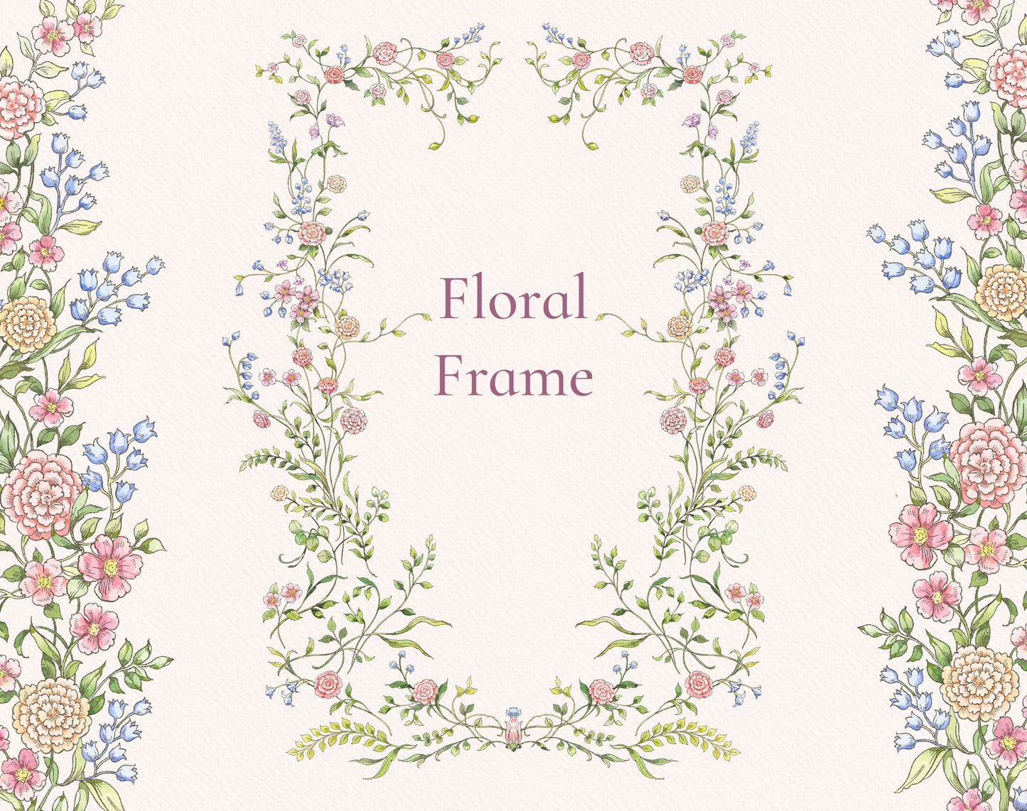Botanical wreath frame labelled ‘Floral Frame’ — Lovely Petals