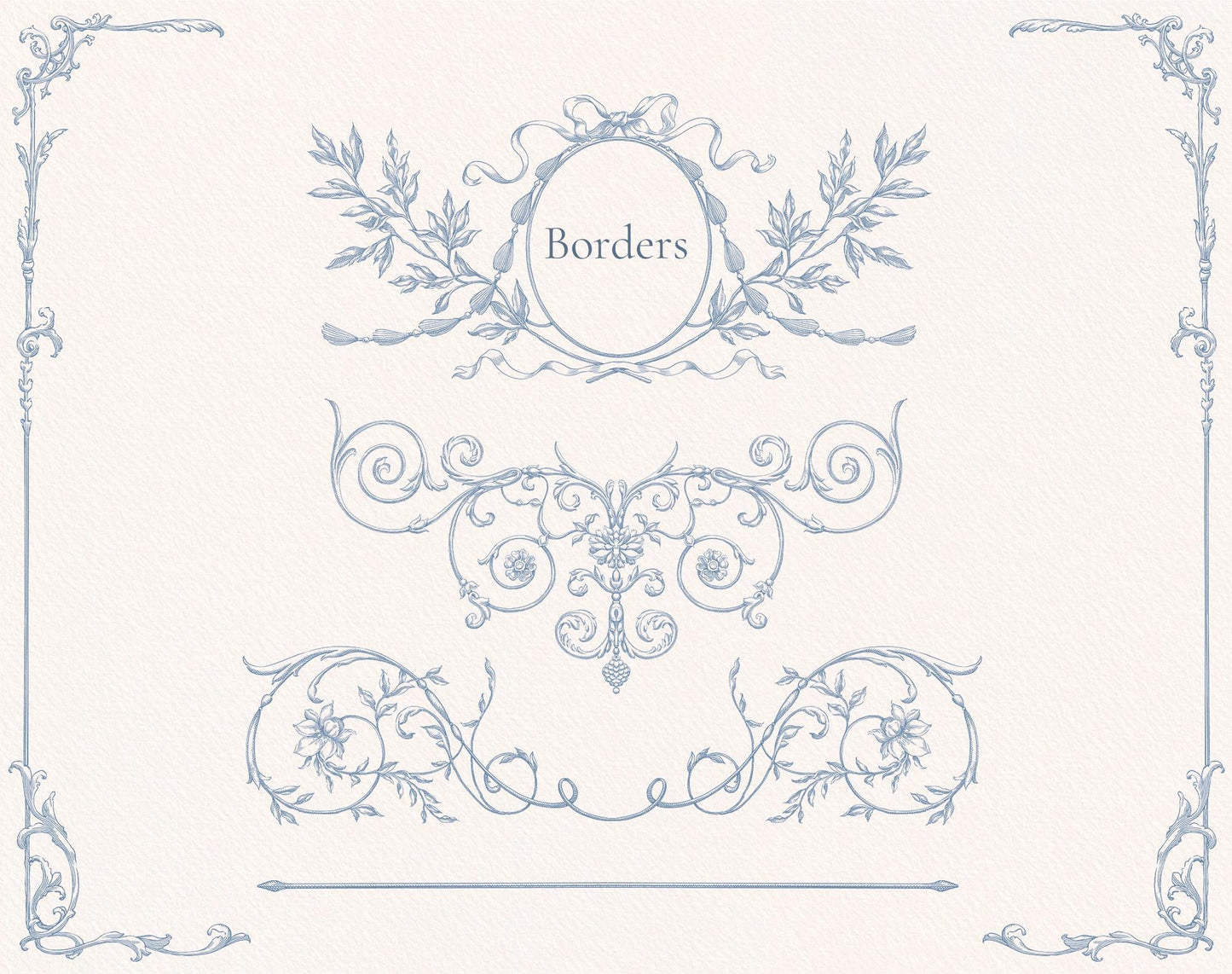 Ornate Baroque borders elements