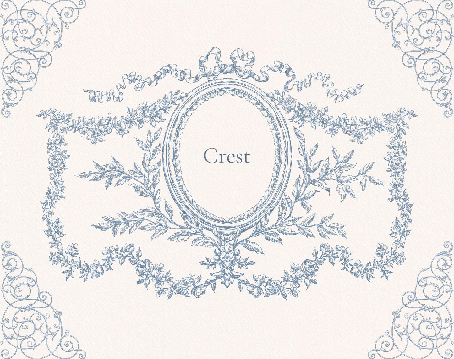 Oval floral crest illustration — Ornate Baroque
