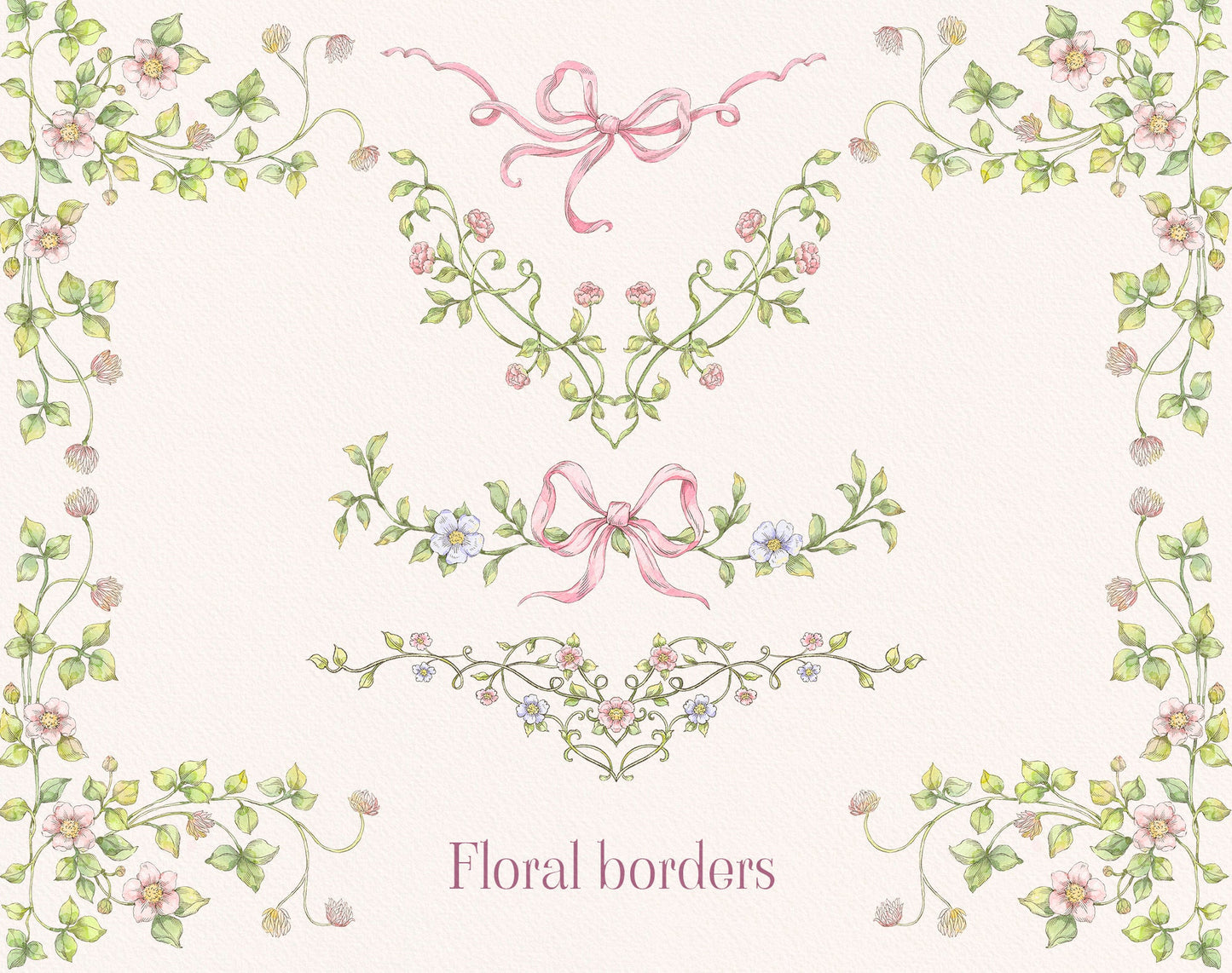 Vintage Garden floral borders samples