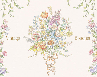 Hand-tied wildflower bouquet illustration from Belle Wood Collection