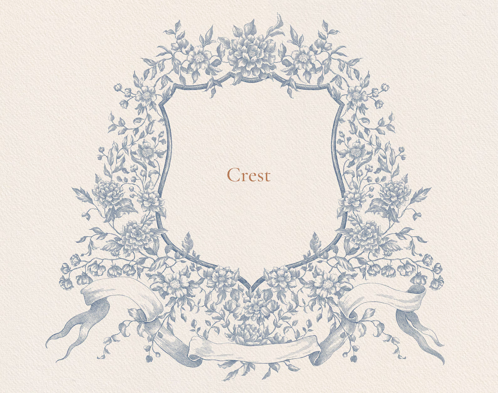Floral crest illustration — Floral Aesthetics Blue