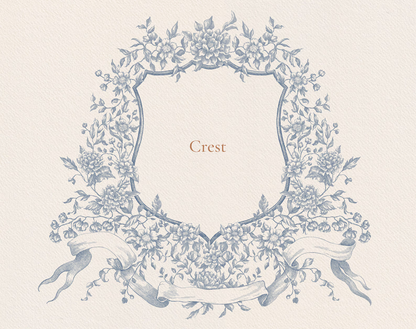 Floral crest illustration — Floral Aesthetics Blue