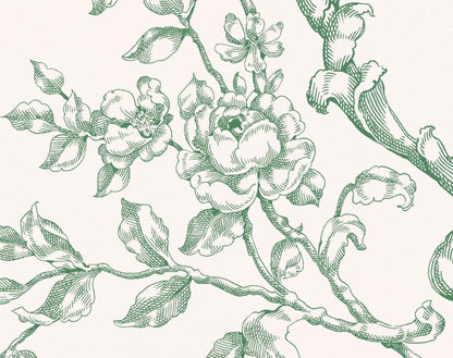Branch and rose sprig detail from Floral Crest Green