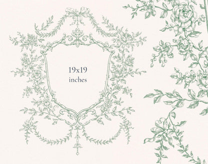 19×19 inch crest size guide — Floral Crest Green