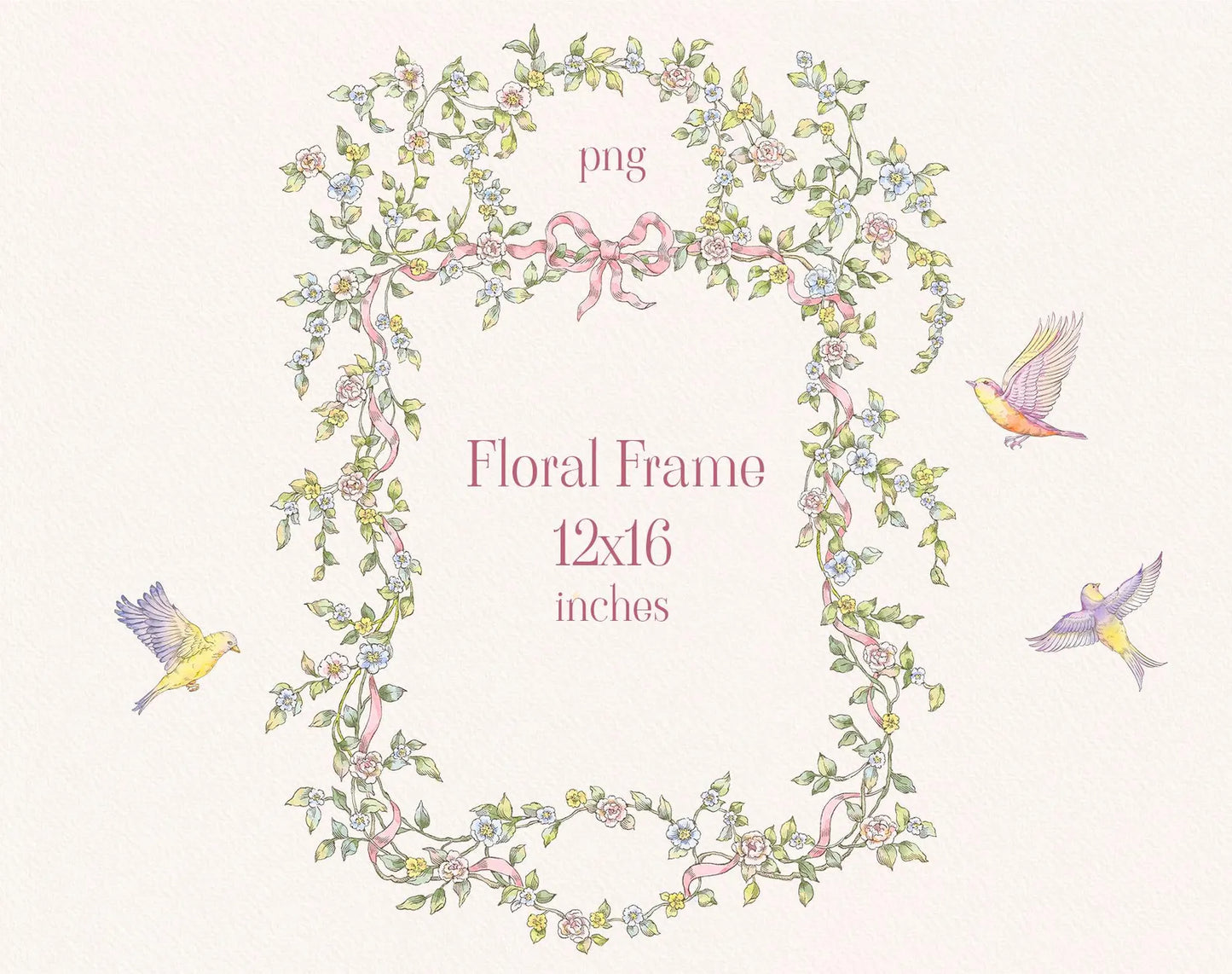 12×16-inch botanical frame sample — Floral Dream
