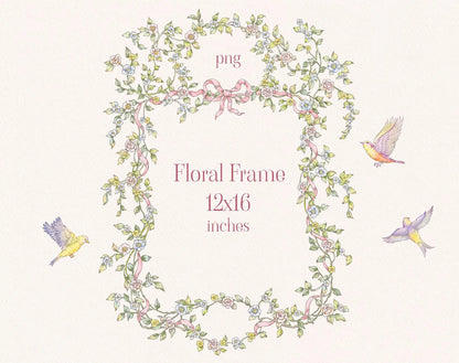 12×16-inch botanical frame sample — Floral Dream