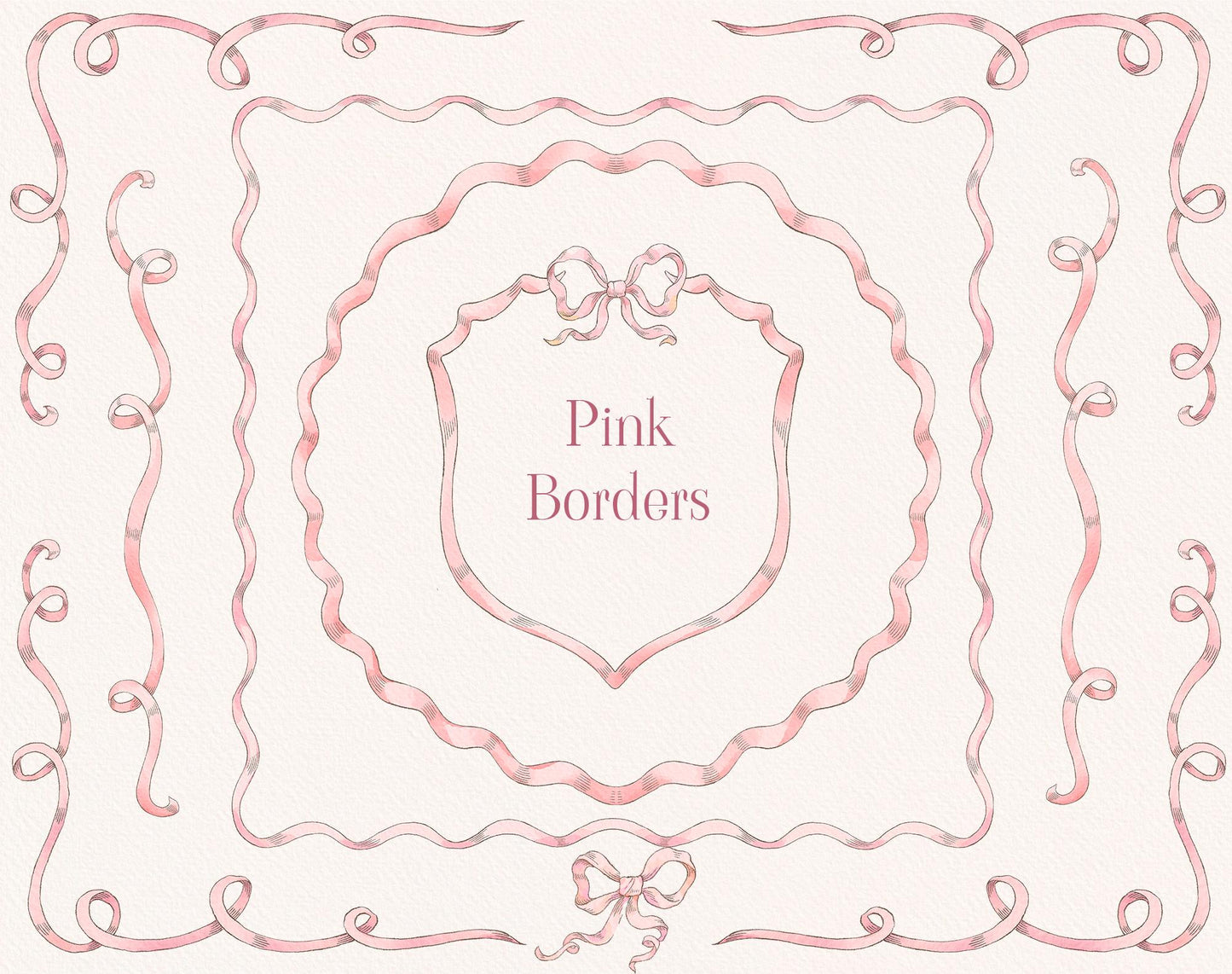 Pink ribbon frames — Floral Dream ‘Pink Borders’ sheet