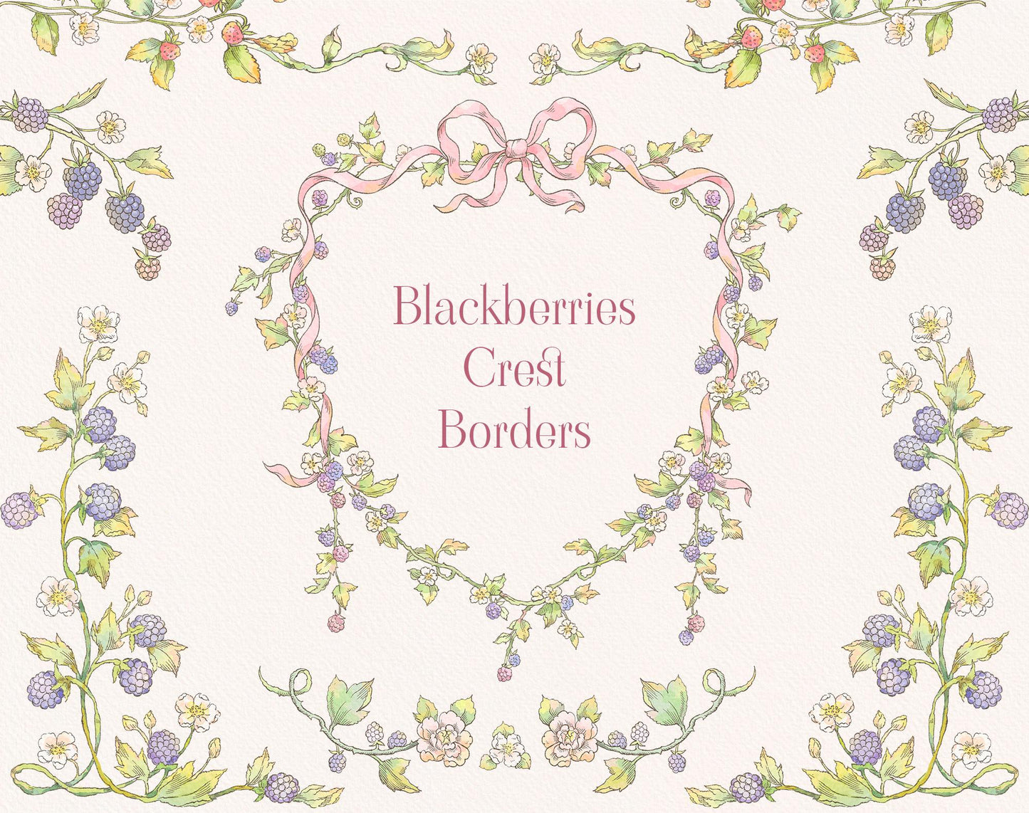 Floral wreaths and crest borders sample — Floral Dream collection
