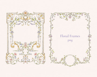 Rectangle and portrait floral frame samples — Floral Grace ‘Floral Frames’ sheet