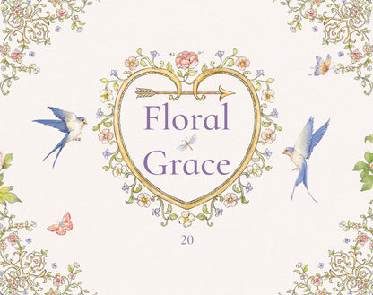 Heart wreath with ‘Floral Grace’ text — clip-art sample