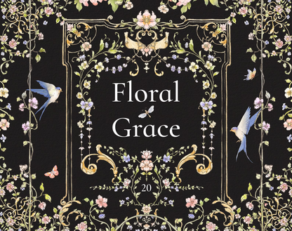 Floral Grace design on black background
