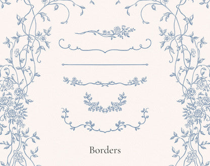 Botanical border samples — Floria Blue ‘Borders’ sheet