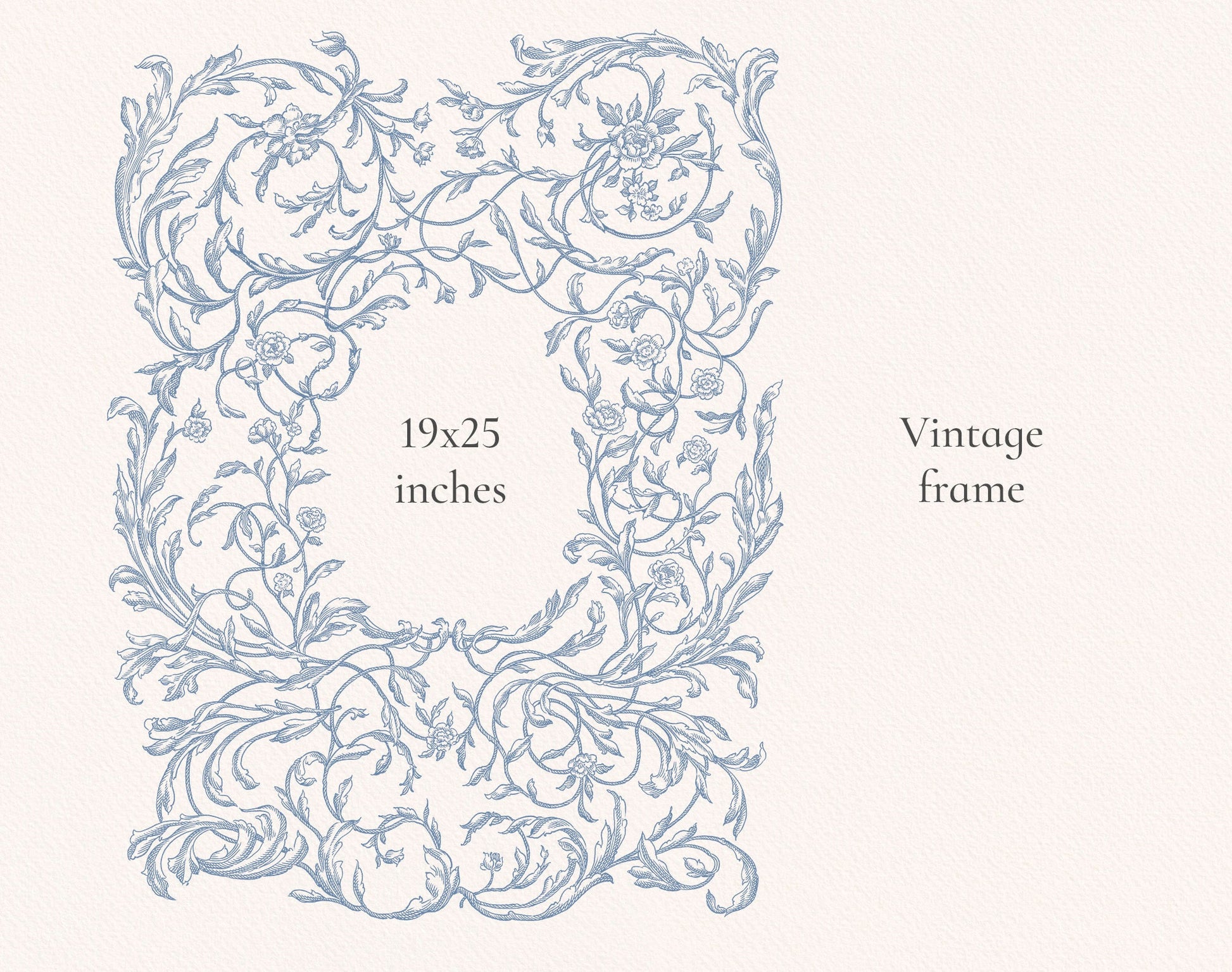 19×25 inch vintage floral frame — Floria Blue