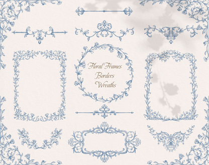 Oval, round and rectangular frame samples — Lovely Garden Blue ‘Frame Set’ sheet