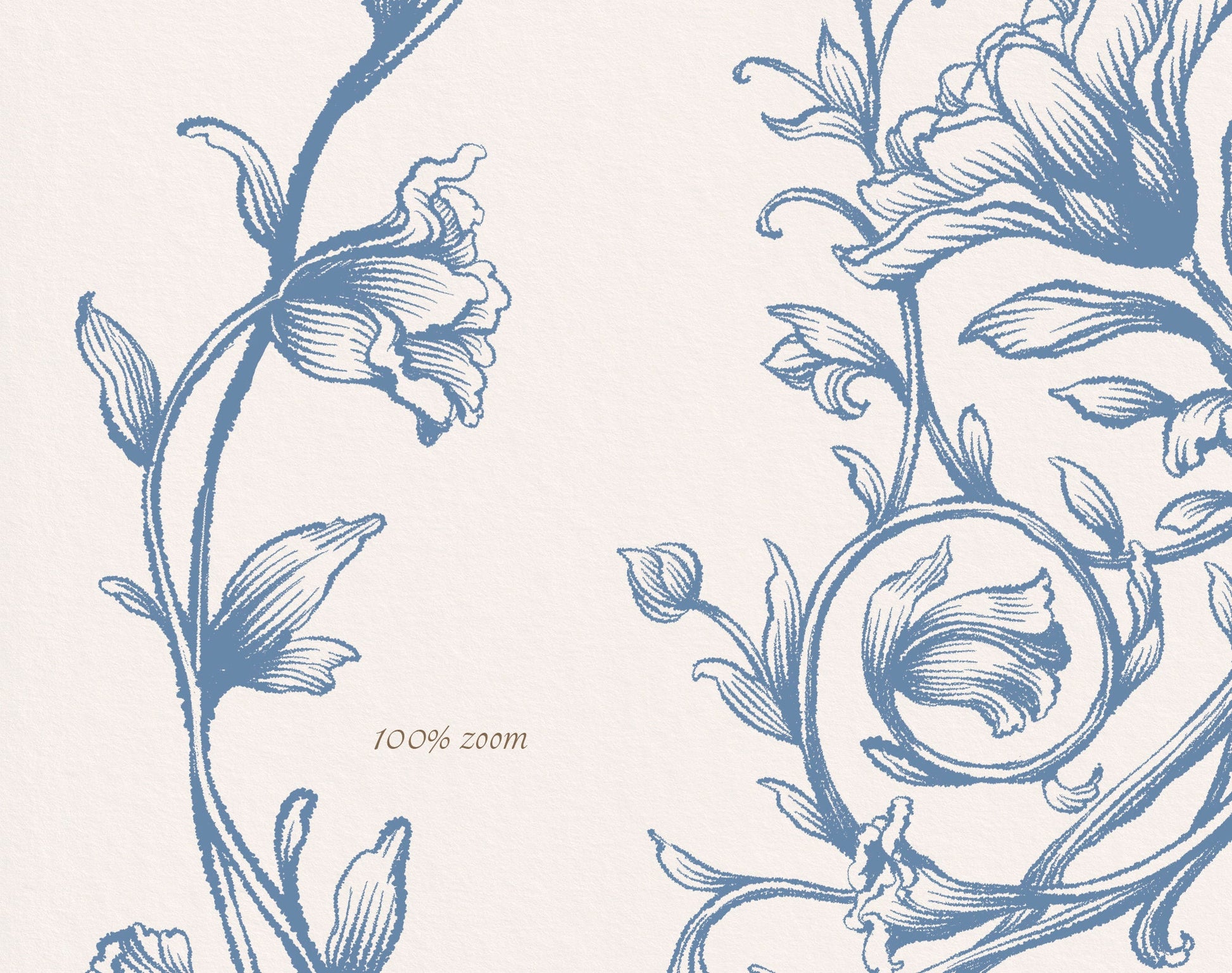 Close-up of leafy vine border from Lovely Garden Blue artwork