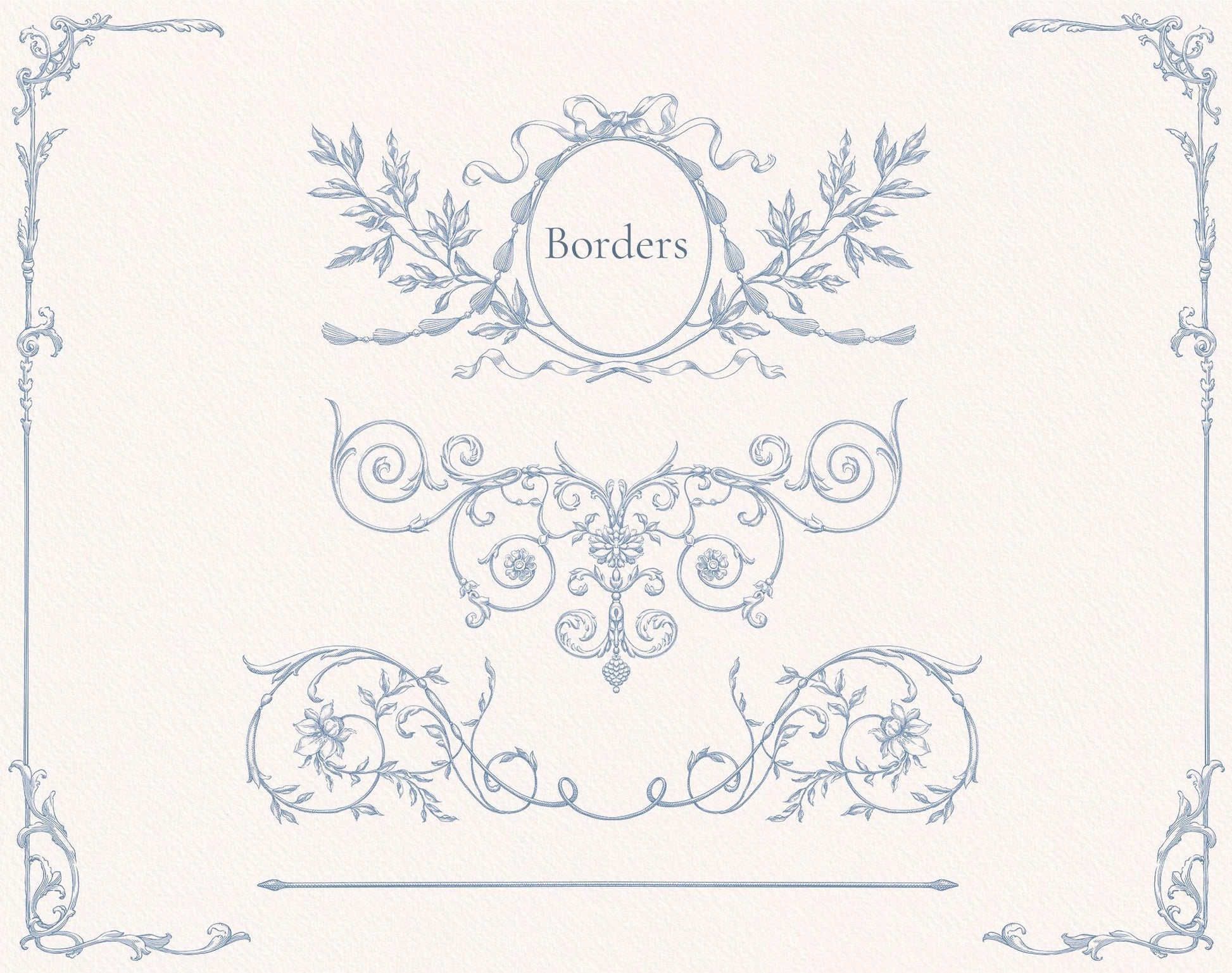 Ornate Baroque borders elements