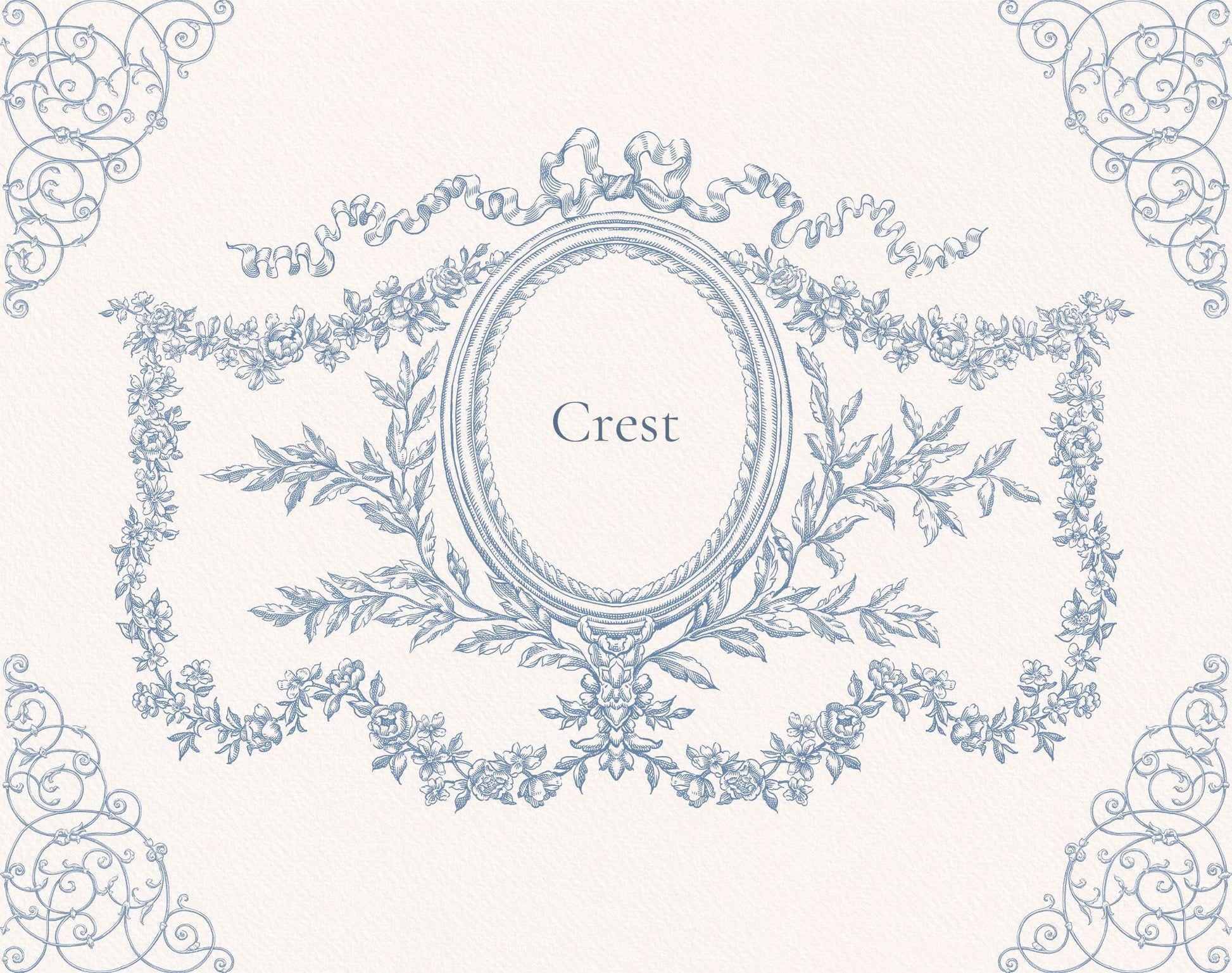 Oval floral crest illustration — Ornate Baroque