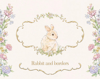 Watercolor rabbit with spring blossoms element — Belle Wood