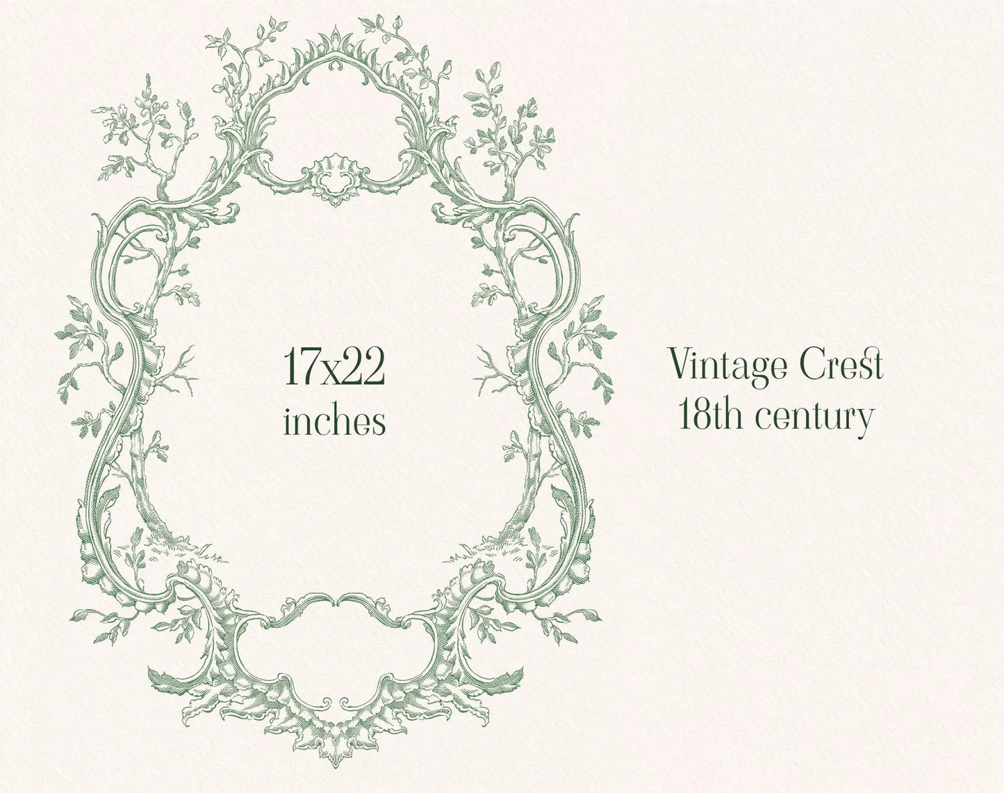 Vintage rococo crest illustration — Rococo Affair Green