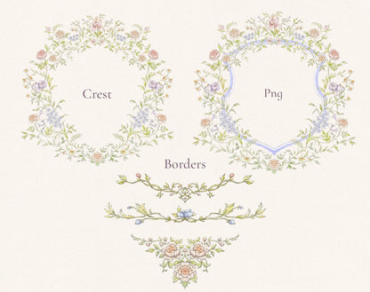 Floral crests and floral elements samples — Valley Dreams