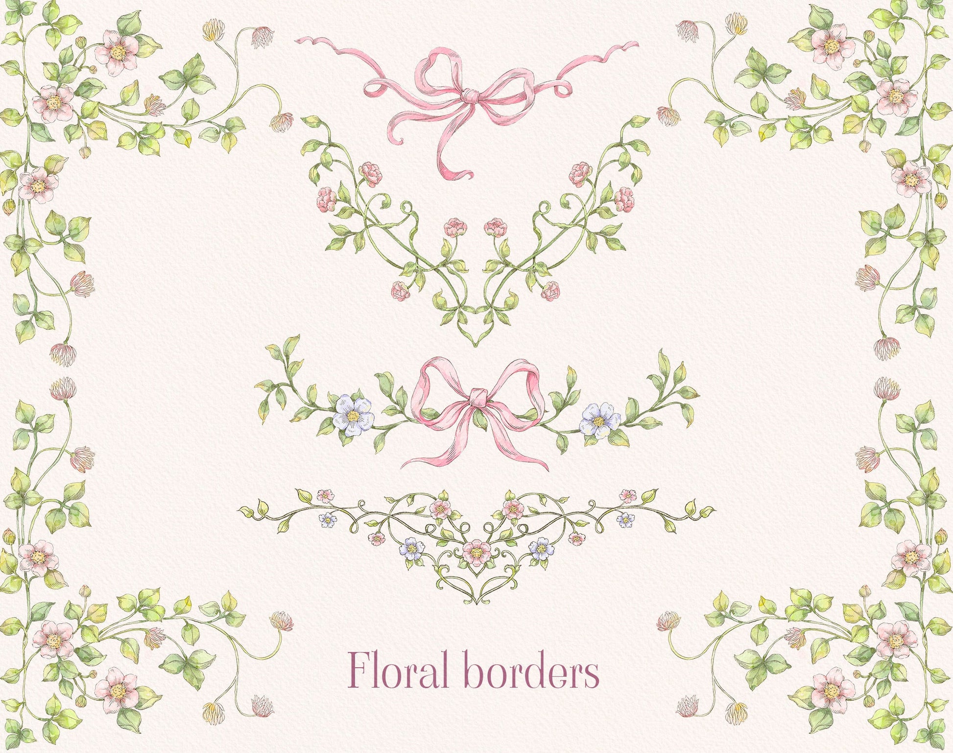 Vintage Garden floral borders samples