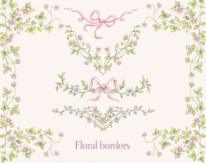 Vintage Garden floral borders samples