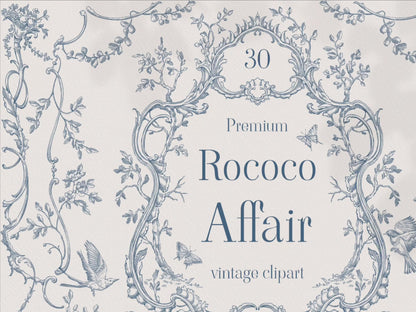 Video: browse all 30 Rococo Affair Blue clip-art elements in action