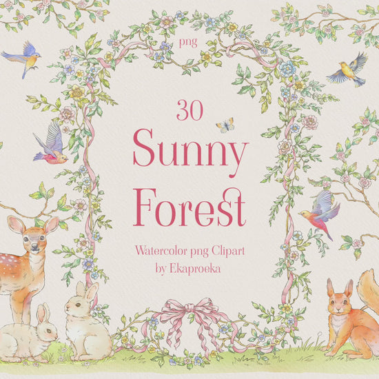 Video: see all 20 Sunny Forest woodland clip-art elements in action