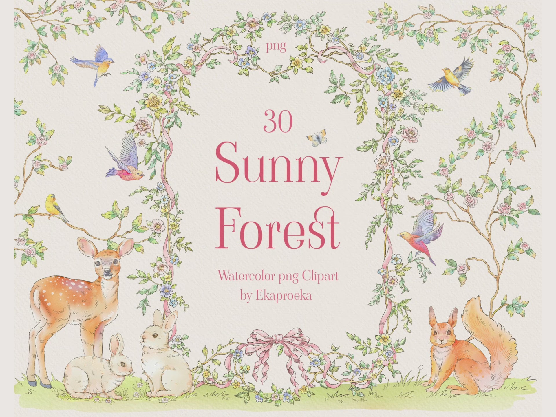 Video: see all 20 Sunny Forest woodland clip-art elements in action