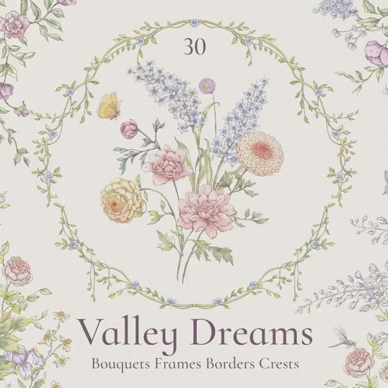 Video: see all 30 Valley Dreams wildflower clip-art elements in use